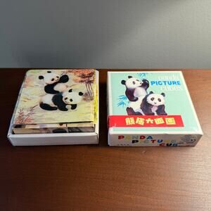 Vintage Panda Cubes Toy Game - 6 in 1 Puzzle Wood Blocks